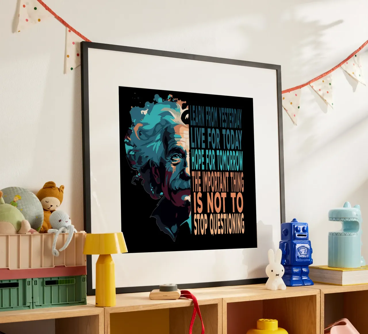 Albert Einstein Citazione poster con telaio in legno da Gunawan Rb