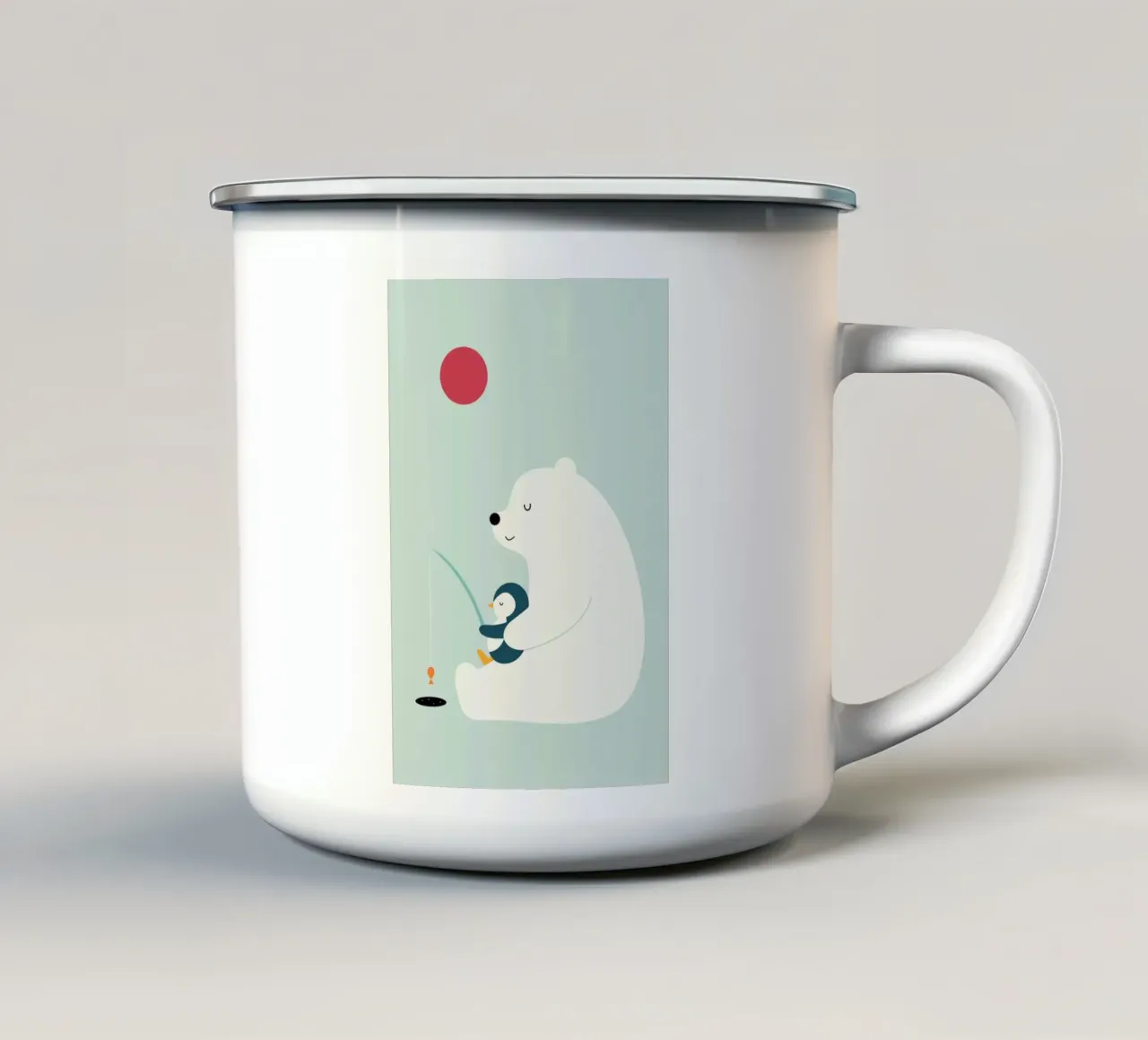 orsi polari e pinguini che pescano andy westface tazza in smalto da walker shop