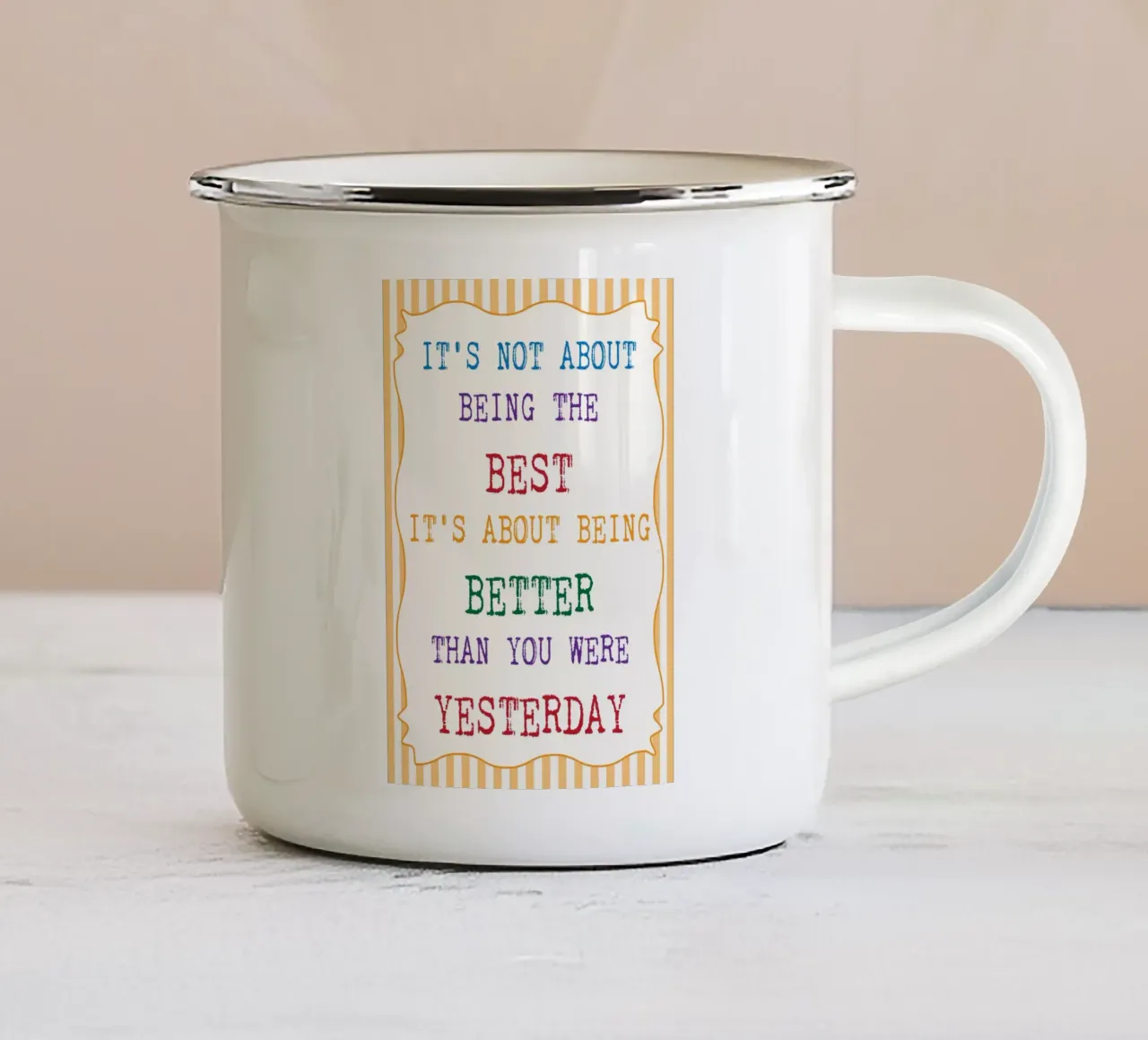 meglio di ieri tazza in smalto da Shillas