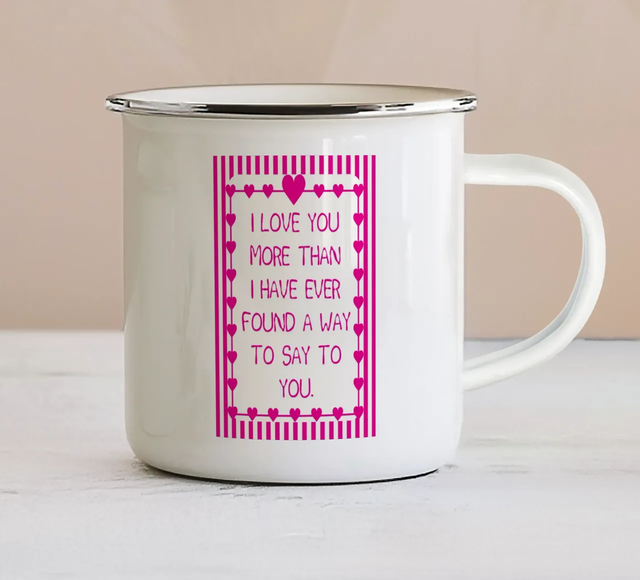 ti amo più di tazza in smalto da Shillas