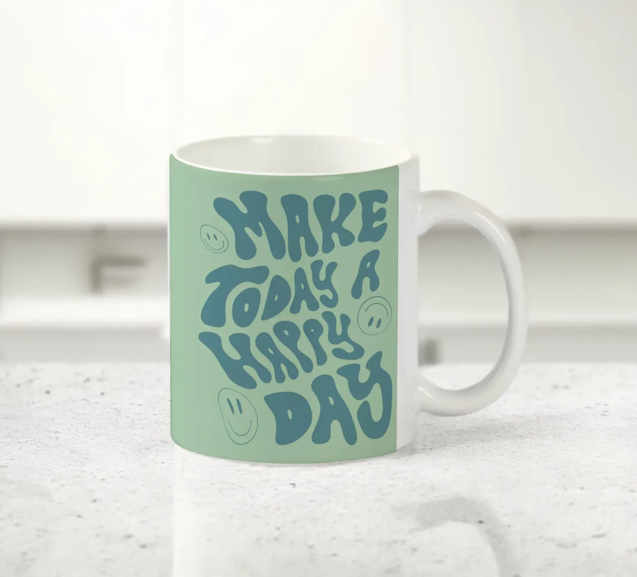 Make Today a Happy day ceramic mug by Gunawan Rb
