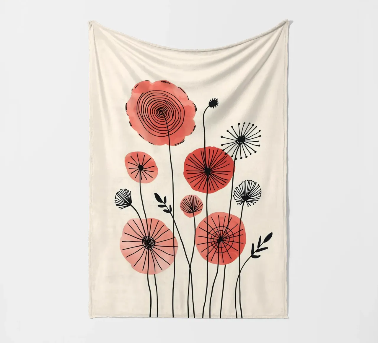 Rote Blumen Fleecedecke von botanical shop