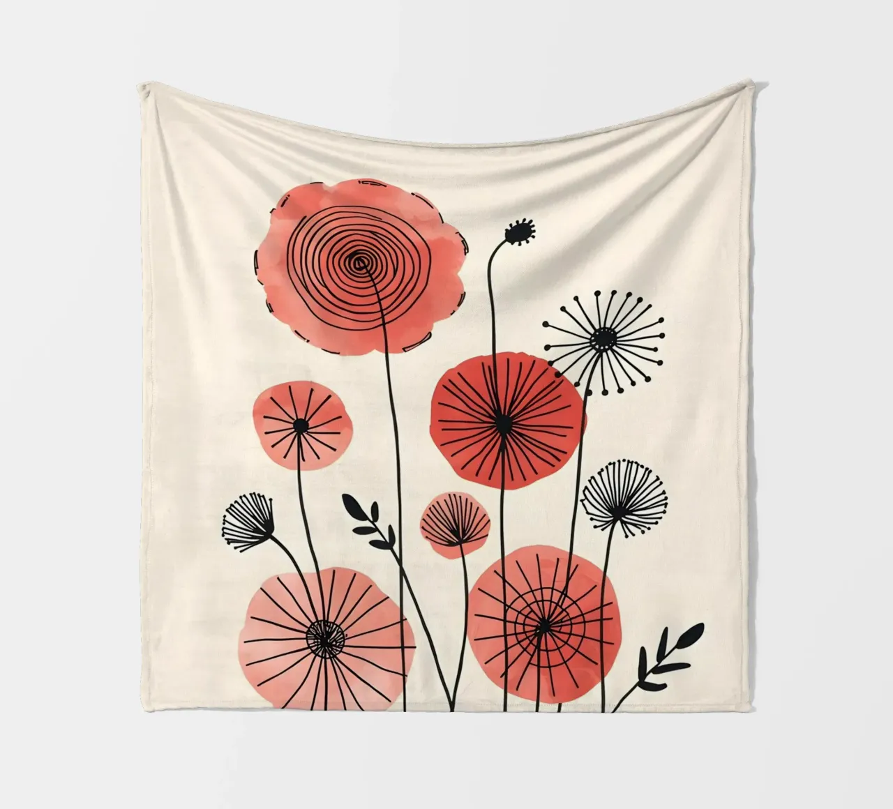 Rote Blumen Fleecedecke von botanical shop