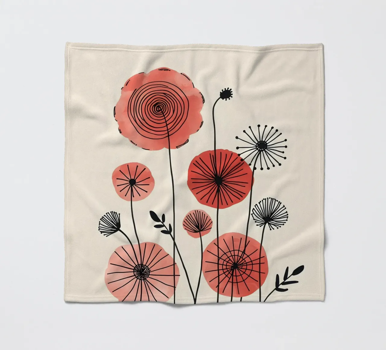 Rote Blumen Fleecedecke von botanical shop