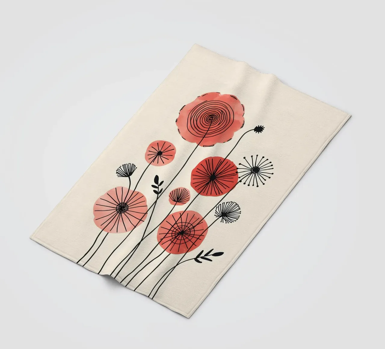 Rote Blumen Fleecedecke von botanical shop