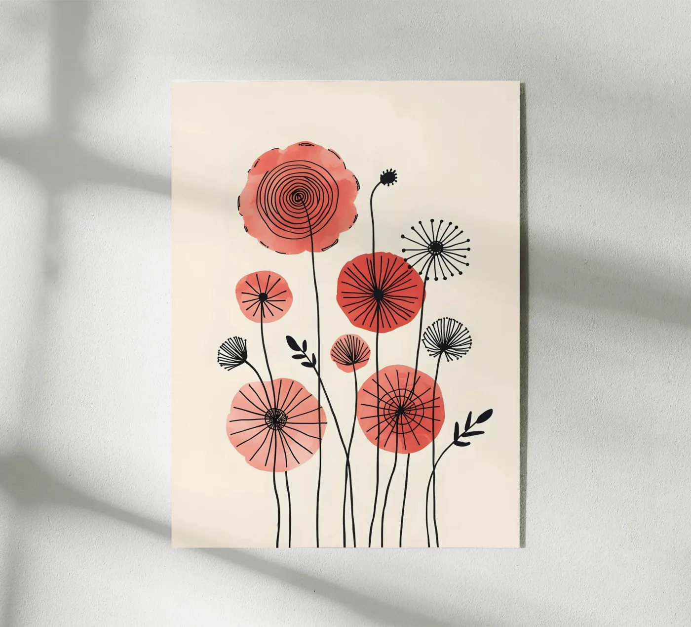 Red flowers acryl van botanical shop