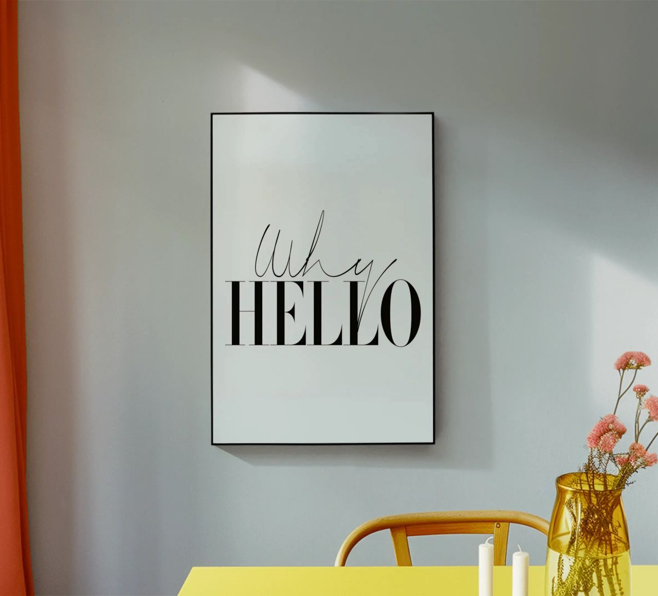 Why Hello Black and white Typography Quote plexiglass da Honeymoon Hotel
