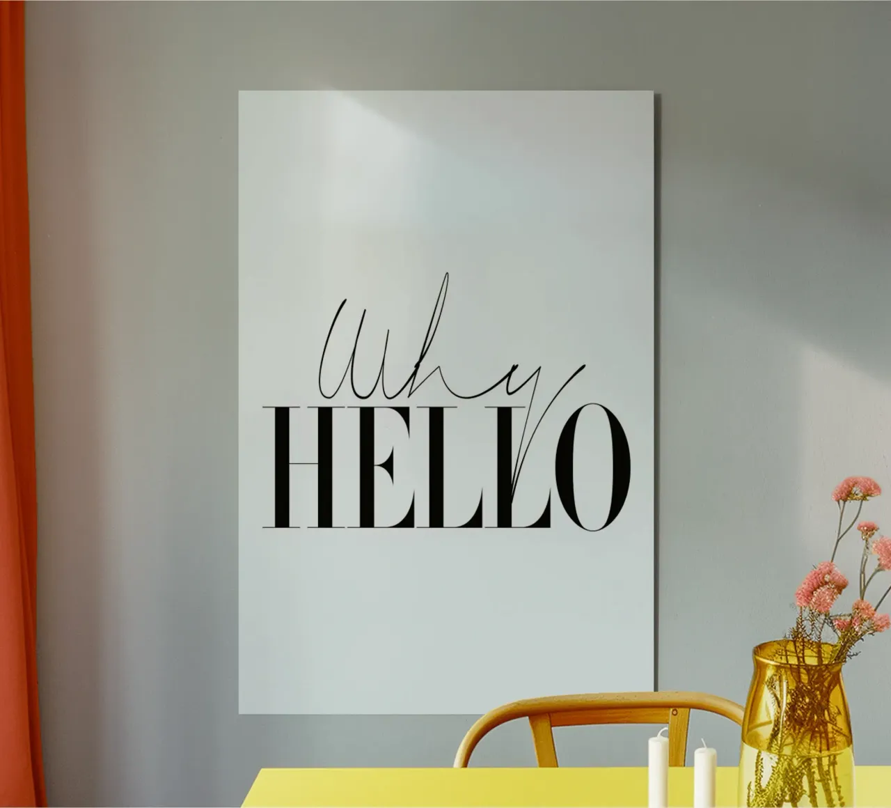Why Hello Black and white Typography Quote alluminio dibond da Honeymoon Hotel