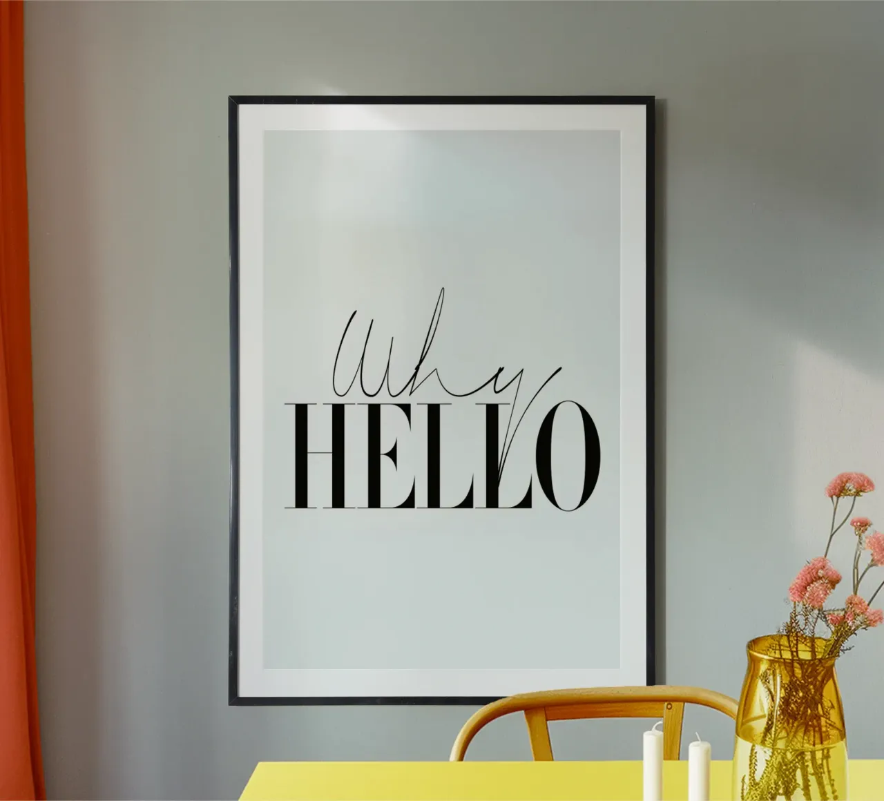 Why Hello Black and white Typography Quote carta hahnemühle da Honeymoon Hotel