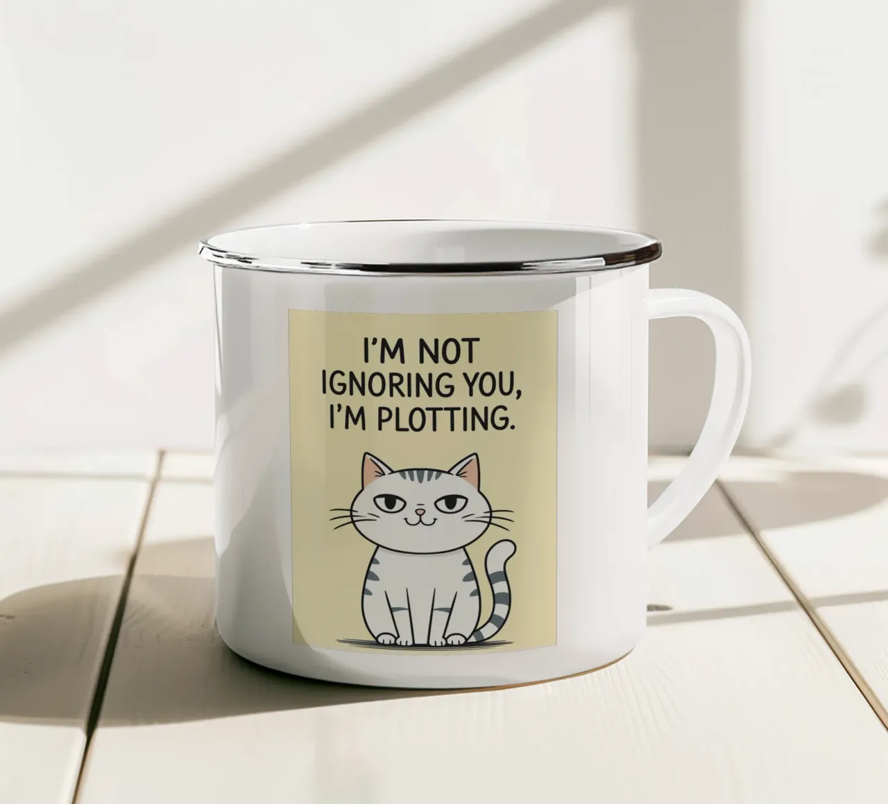 ik negeer je niet ik plot emaille mok van Shillas