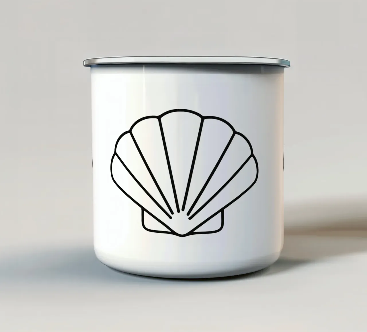 Minimalist shell line art shell mural sea enamel mug by Bold & Simple