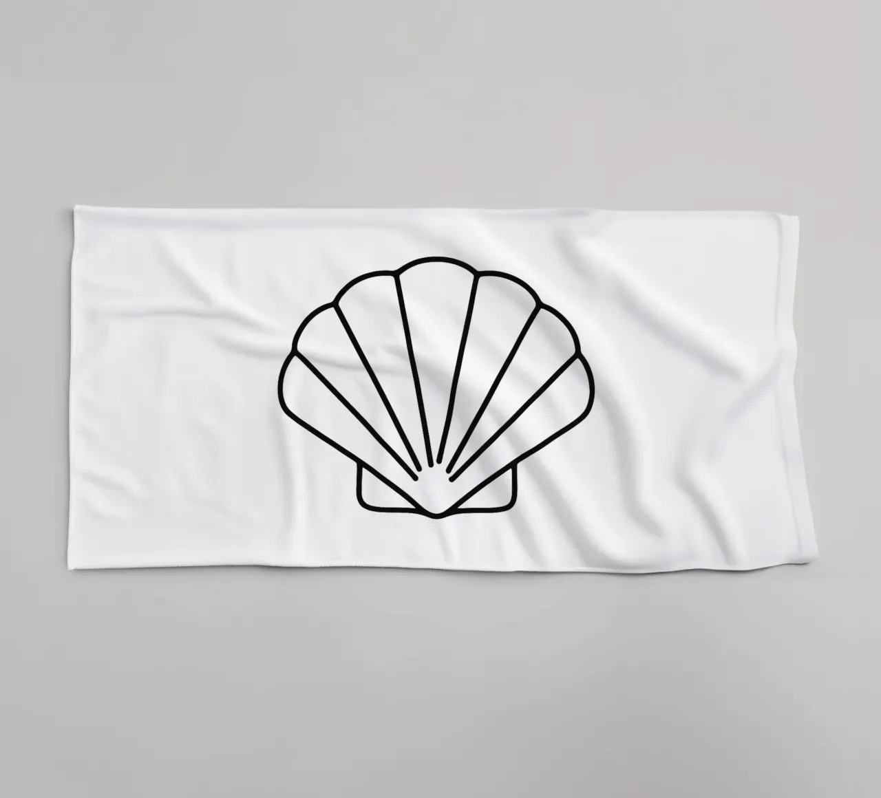 Minimalist shell line art shell mural sea towel by Bold & Simple