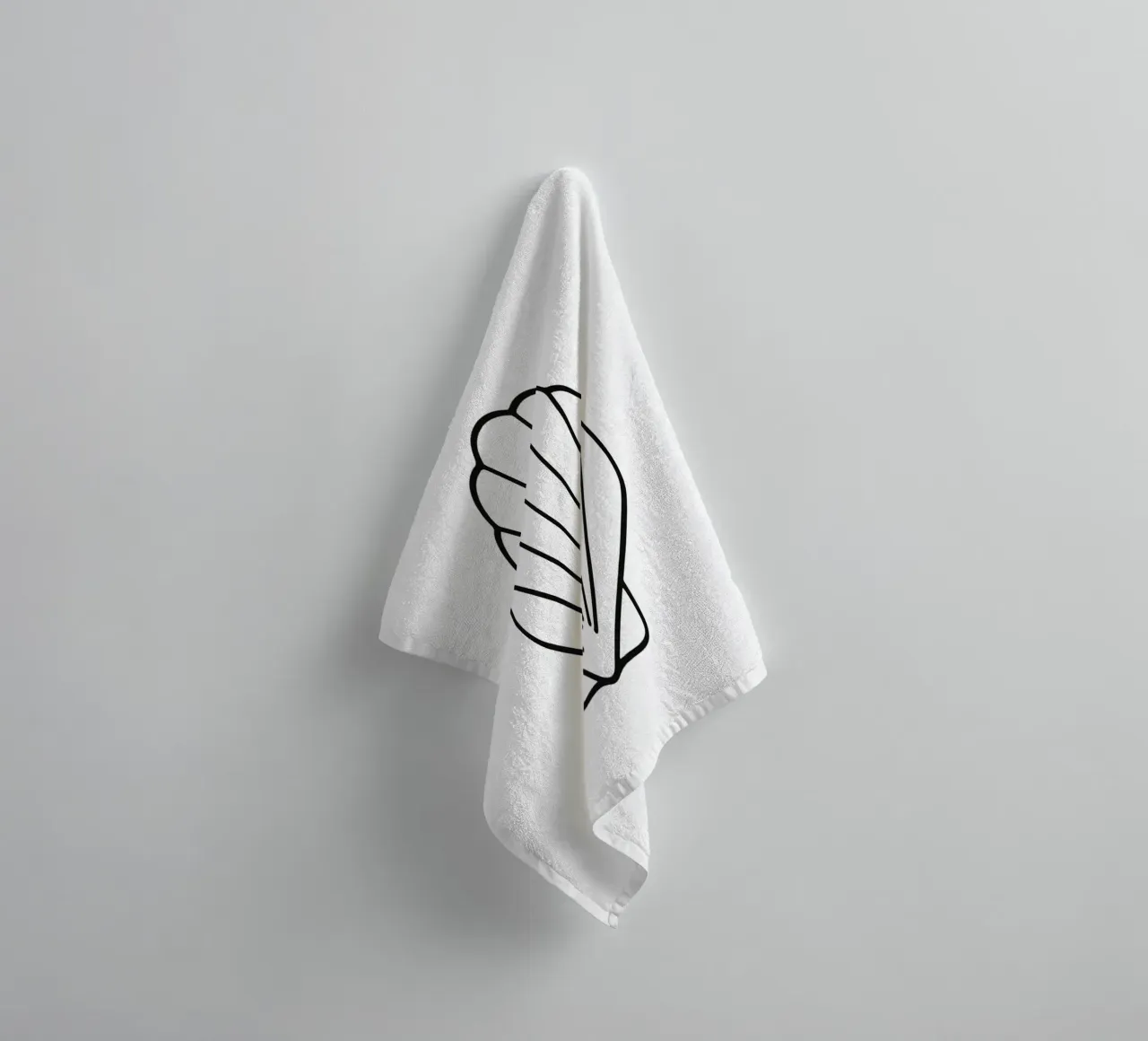 Minimalist shell line art shell mural sea towel by Bold & Simple