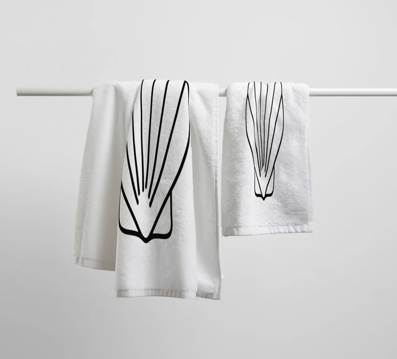 Minimalist shell line art shell mural sea towel by Bold & Simple