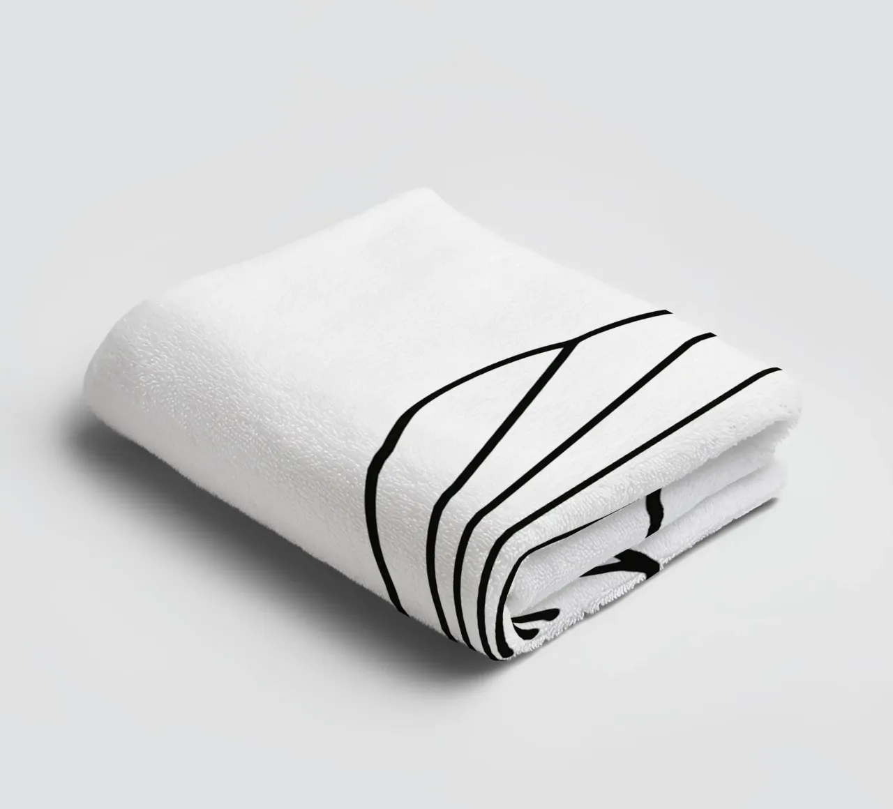 Minimalist shell line art shell mural sea towel by Bold & Simple