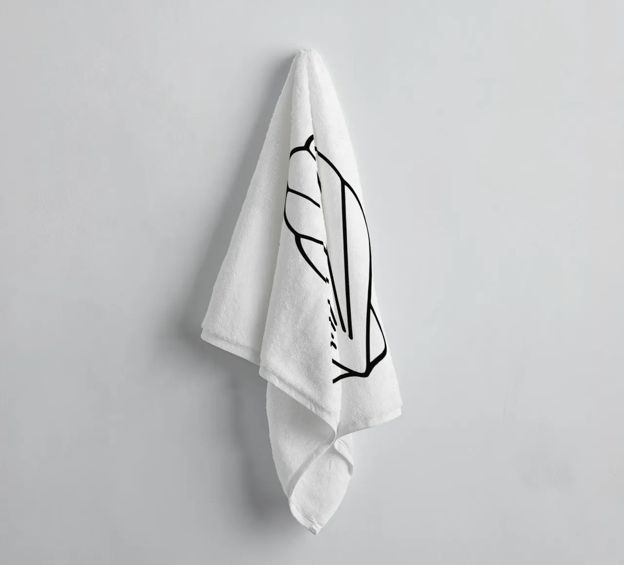 Minimalist shell line art shell mural sea towel by Bold & Simple