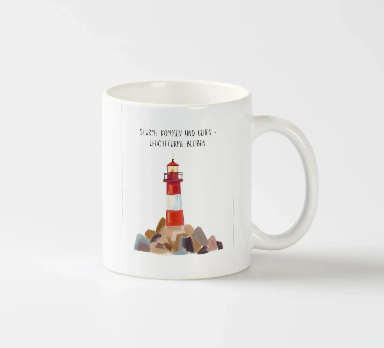 Faro rosso e bianco con slogan tazza in ceramica da Coastal Art