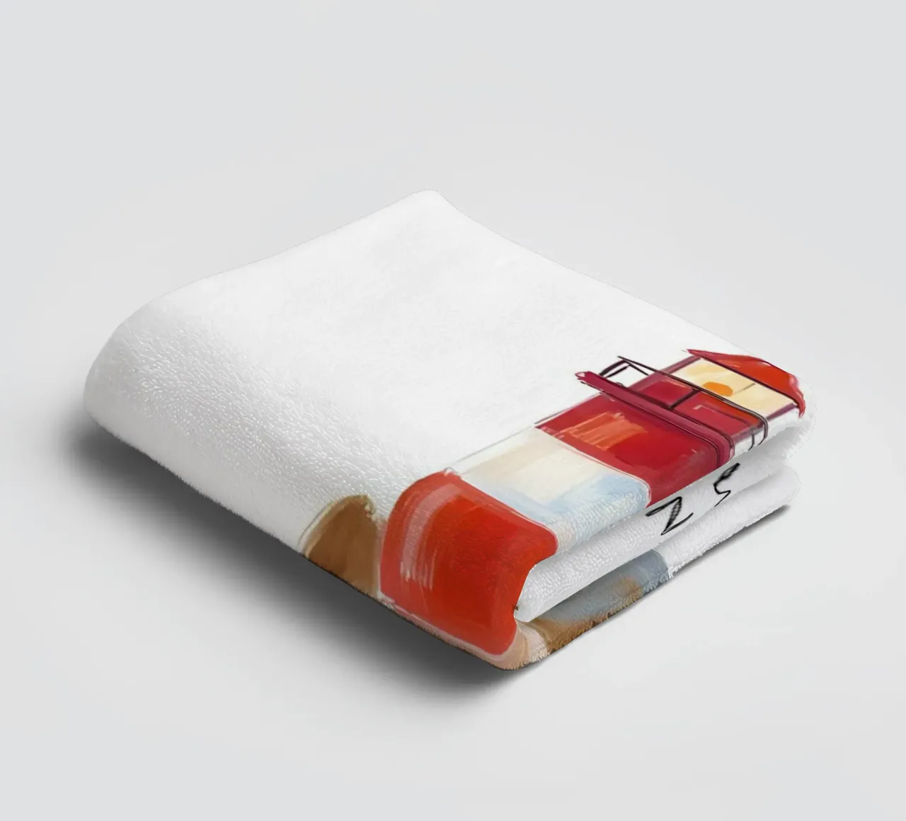 Red and white lighthouse with slogan towel by Coastal Art