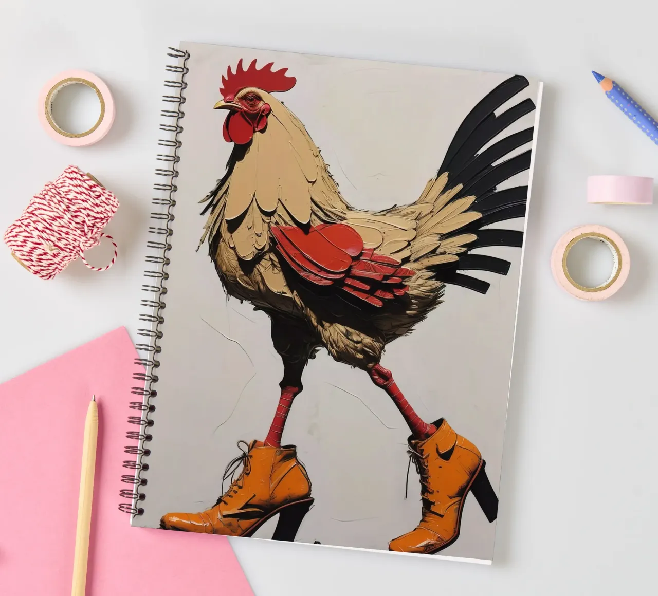 The chicken with boots spiral notebook by 🎁 ARTVI-SHOP