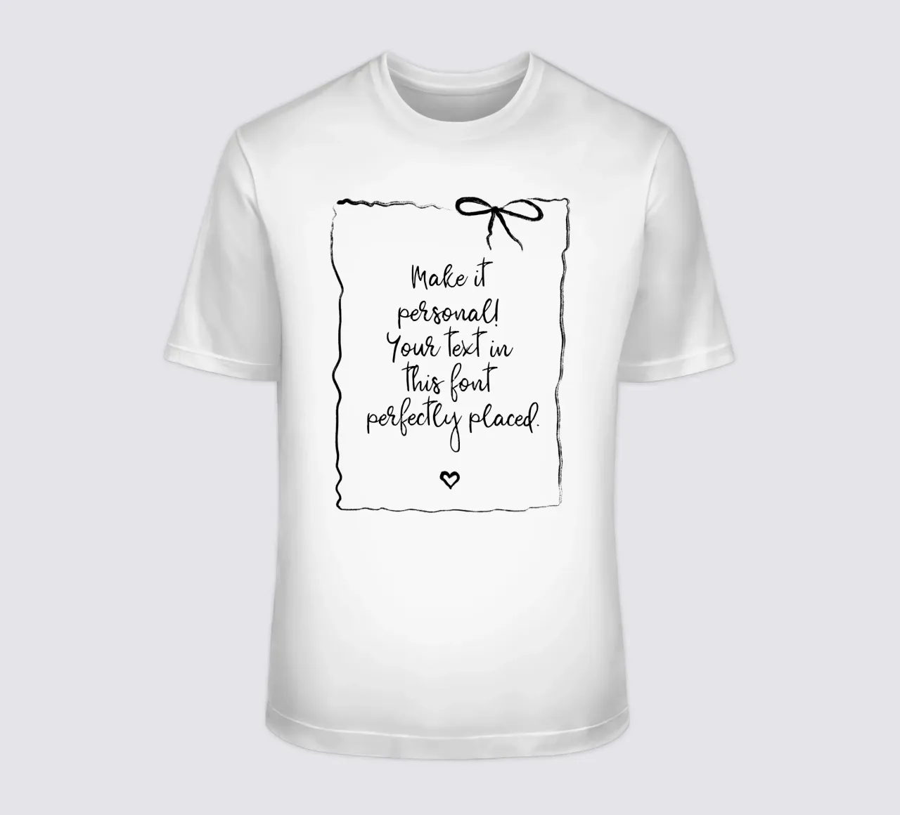 Custom text - black and white - with frame, bow and heart t-shirt da Petra Lang - Floral Art