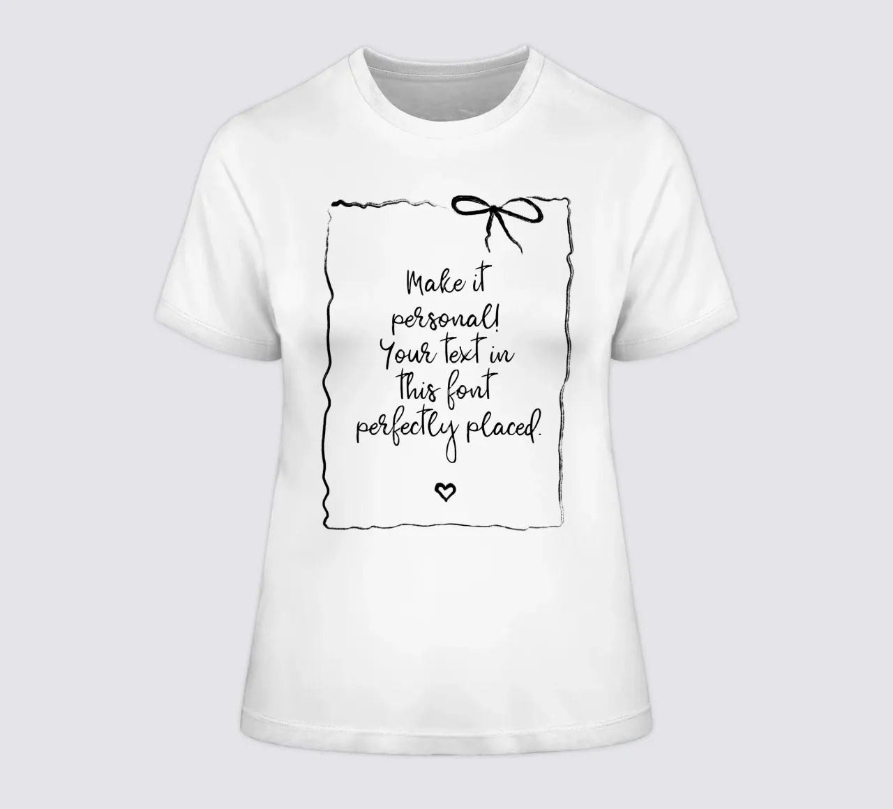 Custom text - black and white - with frame, bow and heart t-shirt da donna da Petra Lang - Floral Art