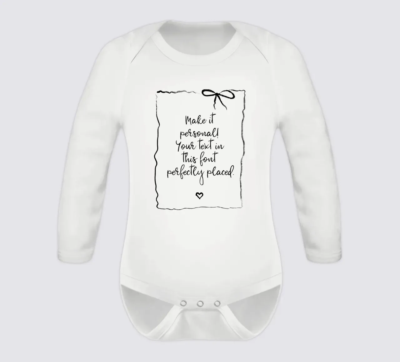 Custom text - black and white - with frame, bow and heart body neonato maniche lunghe da Petra Lang - Floral Art