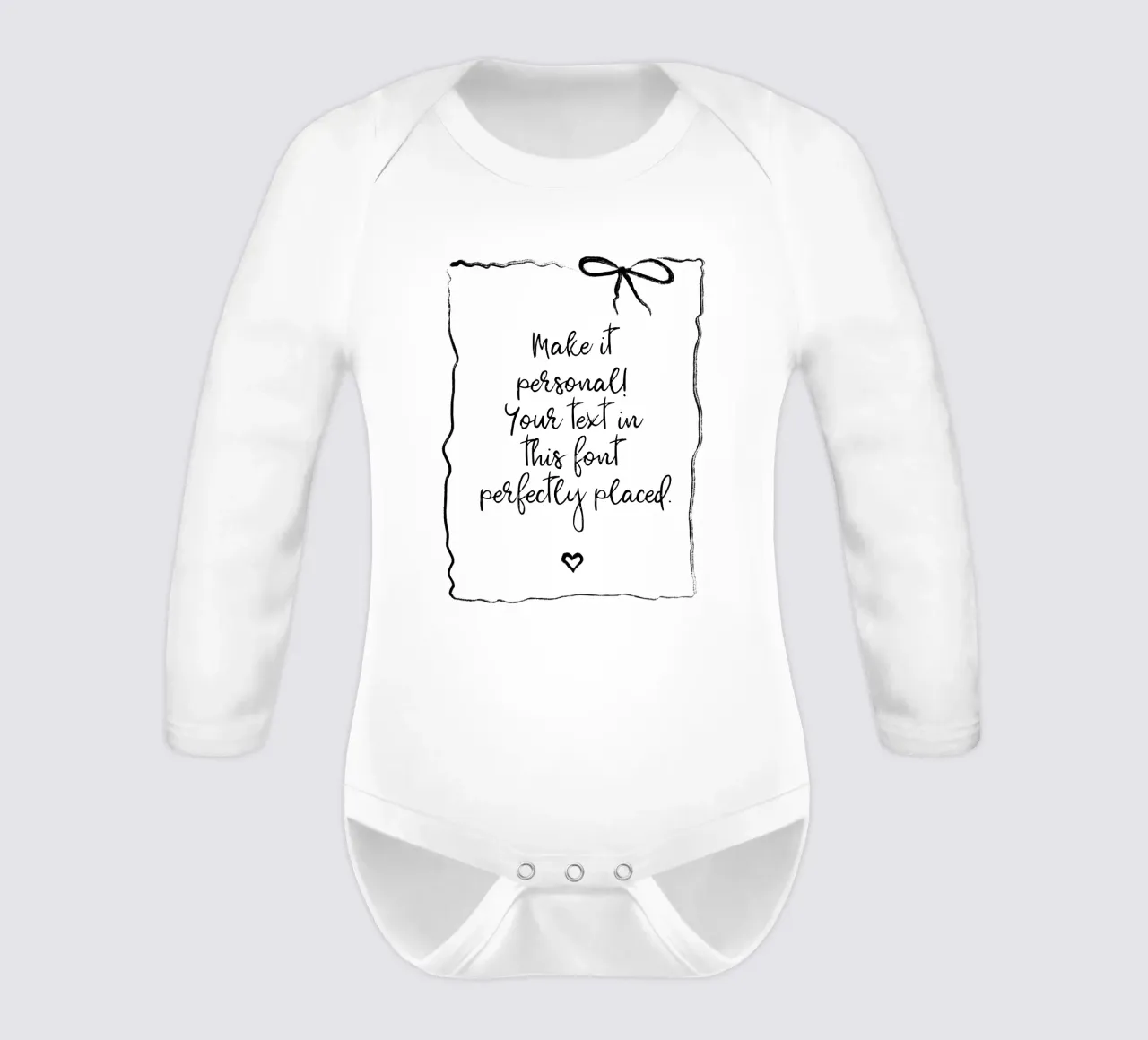 Custom text - black and white - with frame, bow and heart body neonato maniche lunghe da Petra Lang - Floral Art