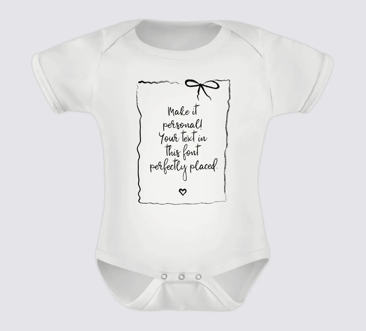 Custom text - black and white - with frame, bow and heart body neonato maniche corte da Petra Lang - Floral Art