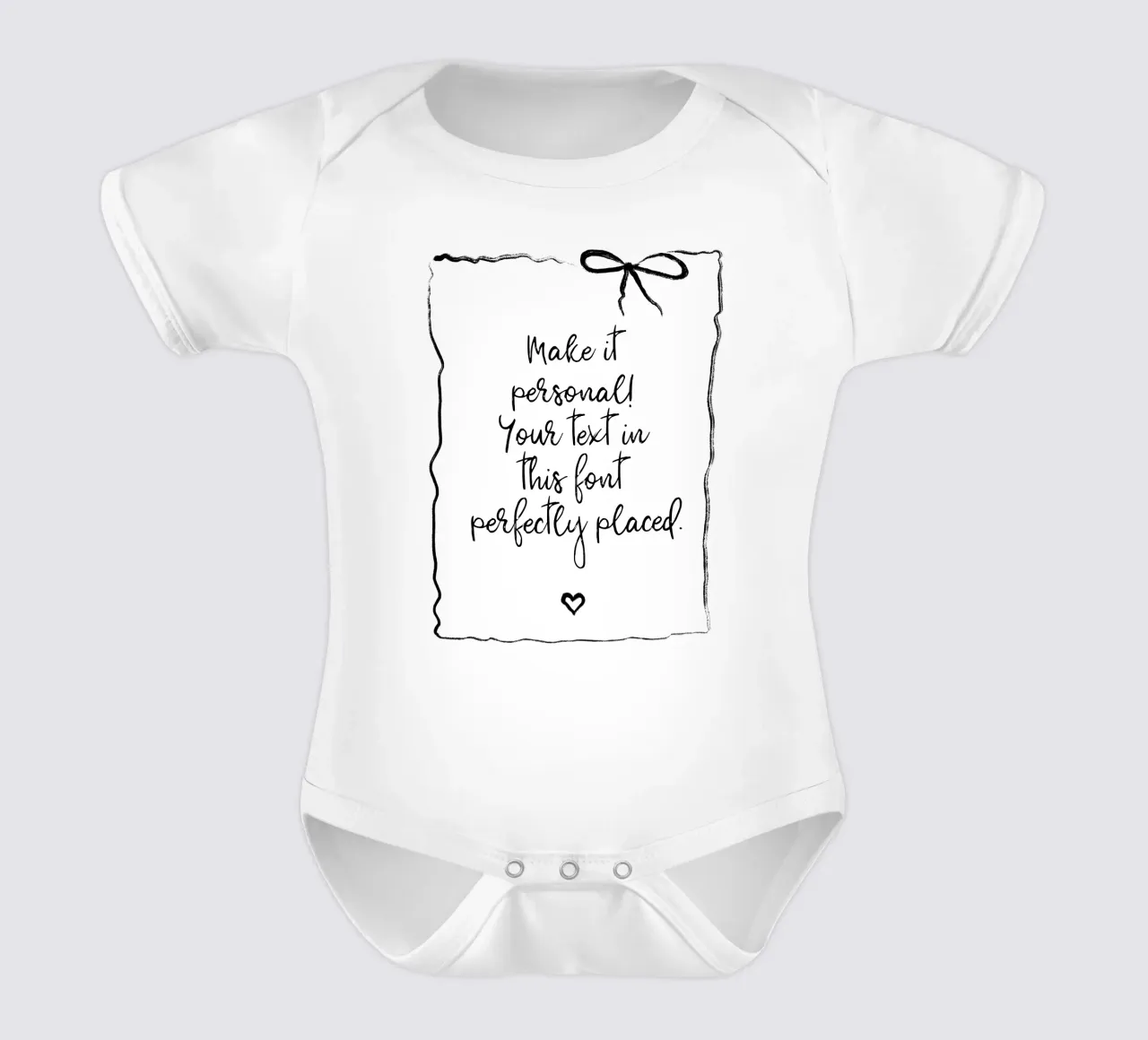 Custom text - black and white - with frame, bow and heart body neonato maniche corte da Petra Lang - Floral Art