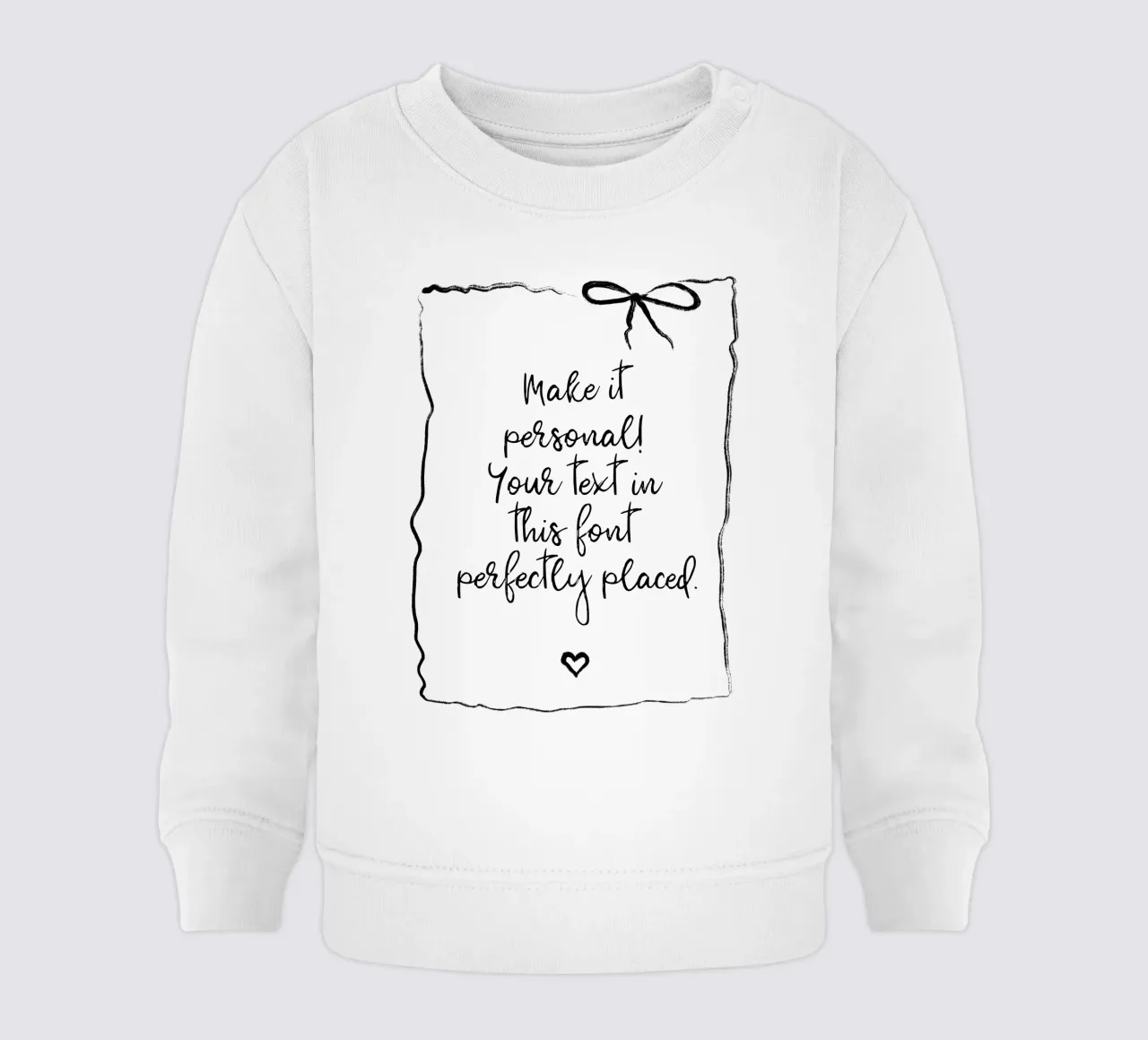 Custom text - black and white - with frame, bow and heart felpa neonato da Petra Lang - Floral Art