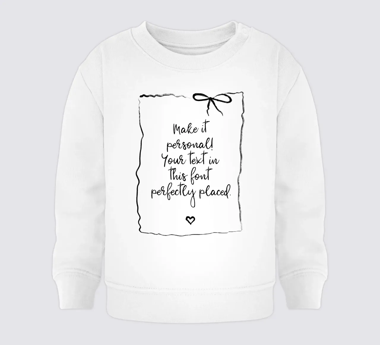 Custom text - black and white - with frame, bow and heart felpa neonato da Petra Lang - Floral Art