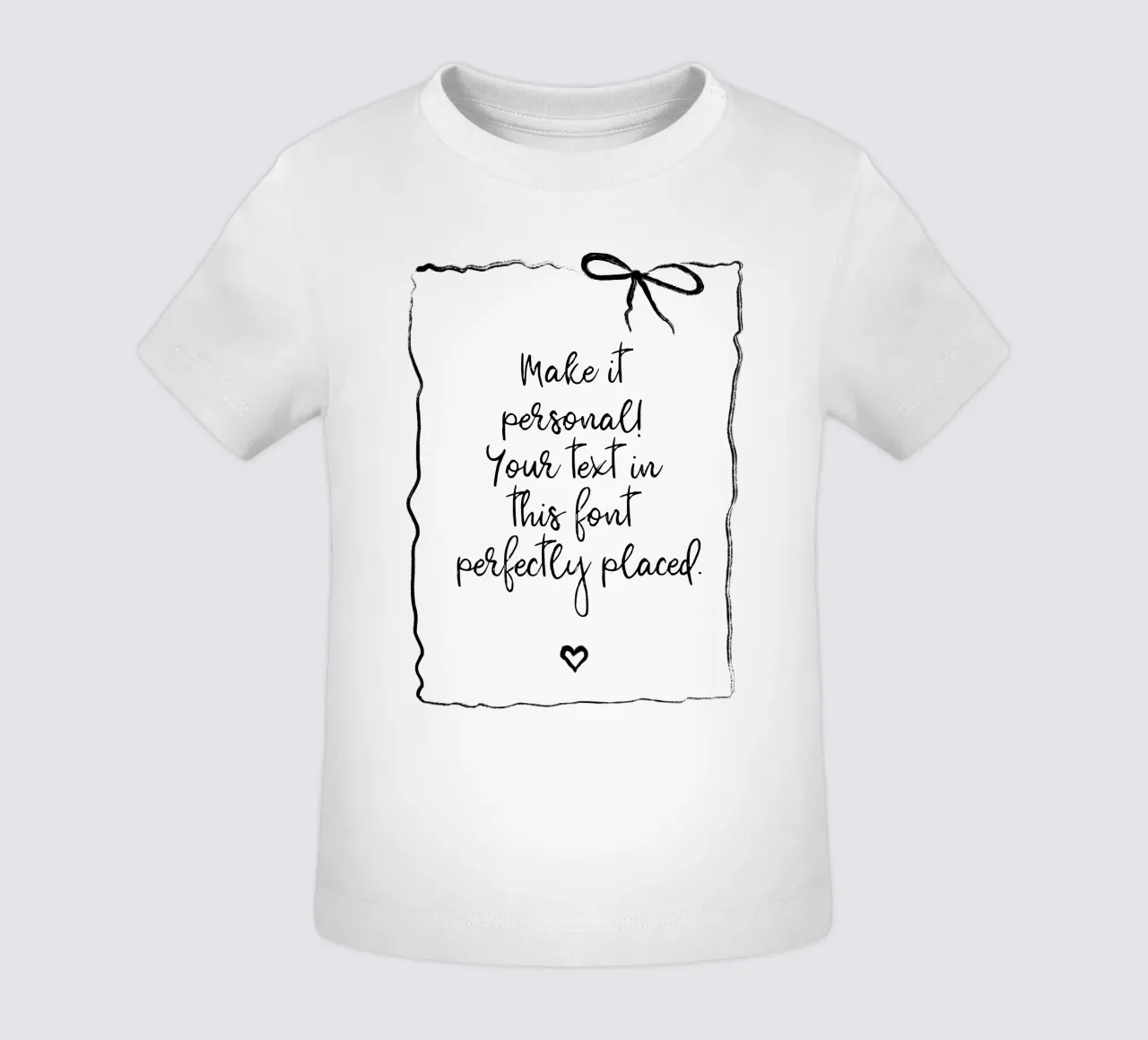 Custom text - black and white - with frame, bow and heart maglietta neonato da Petra Lang - Floral Art