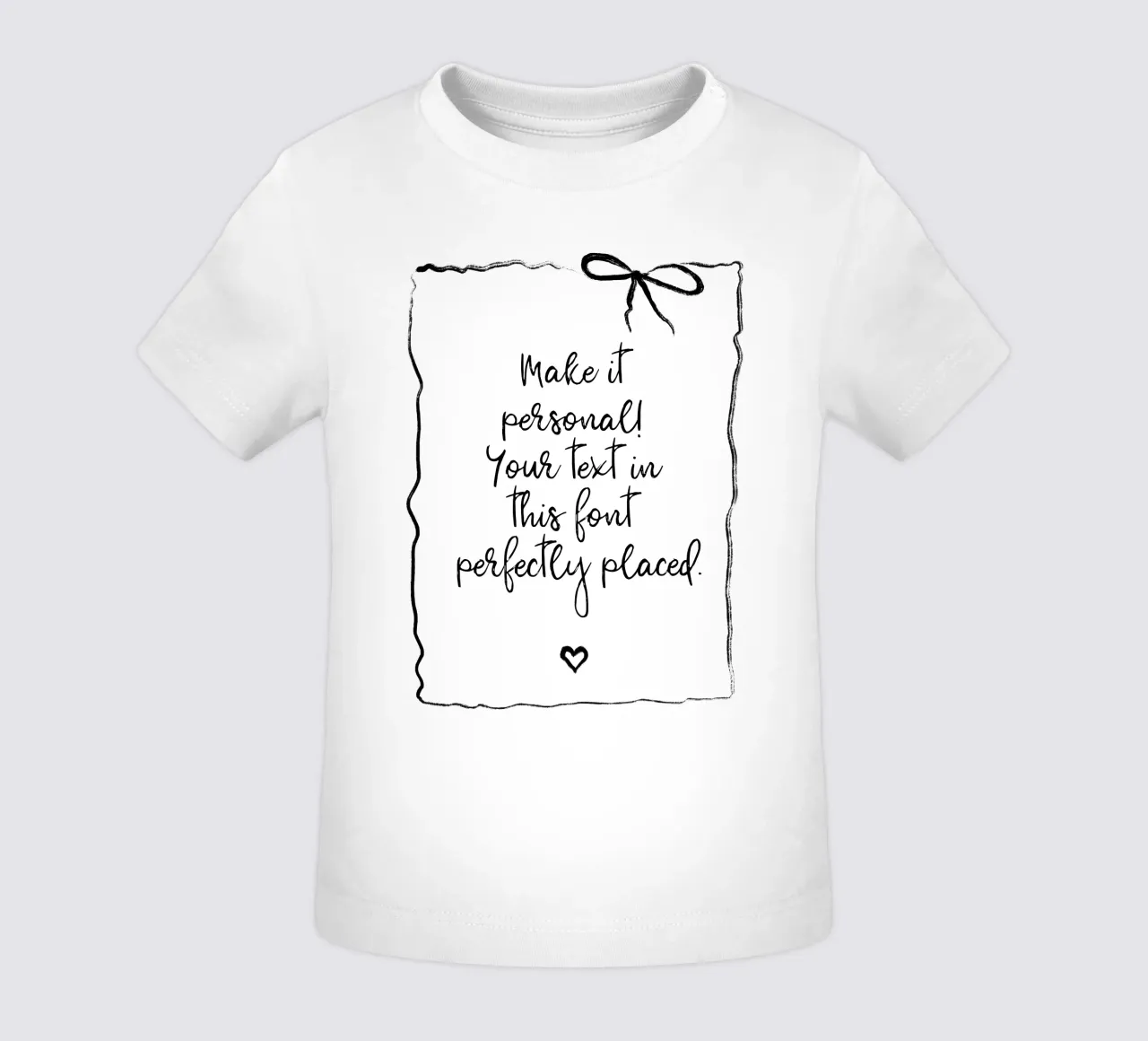 Custom text - black and white - with frame, bow and heart maglietta neonato da Petra Lang - Floral Art