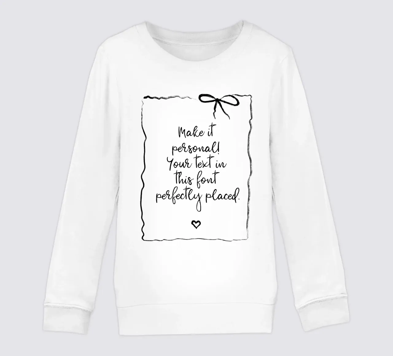 Custom text - black and white - with frame, bow and heart felpa bambino da Petra Lang - Floral Art