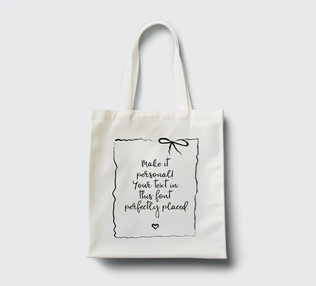 Custom text - black and white - with frame, bow and heart borsa in juta da Petra Lang - Floral Art