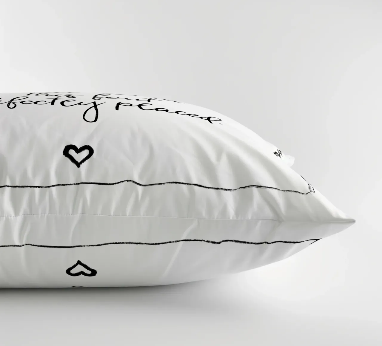 Custom text - black and white - with frame, bow and heart Kissen von Petra Lang - Floral Art