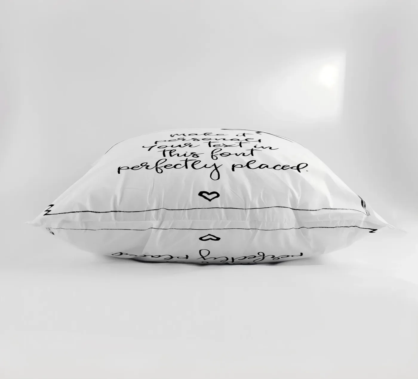 Custom text - black and white - with frame, bow and heart Kissen von Petra Lang - Floral Art
