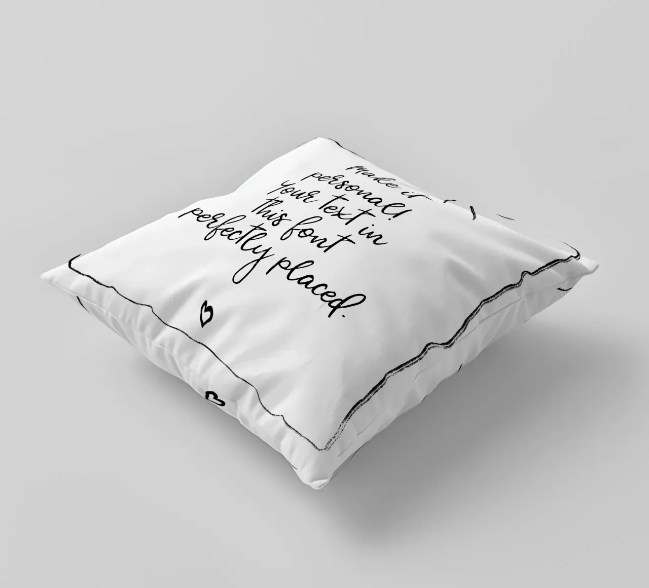 Custom text - black and white - with frame, bow and heart cuscino da Petra Lang - Floral Art