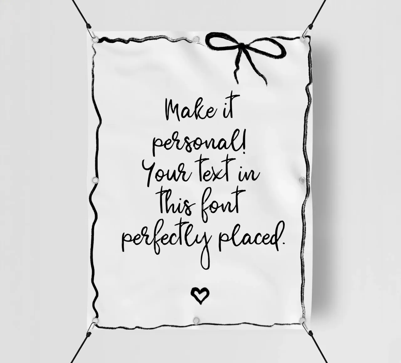 Custom text - black and white - with frame, bow and heart telo in pvc da Petra Lang - Floral Art