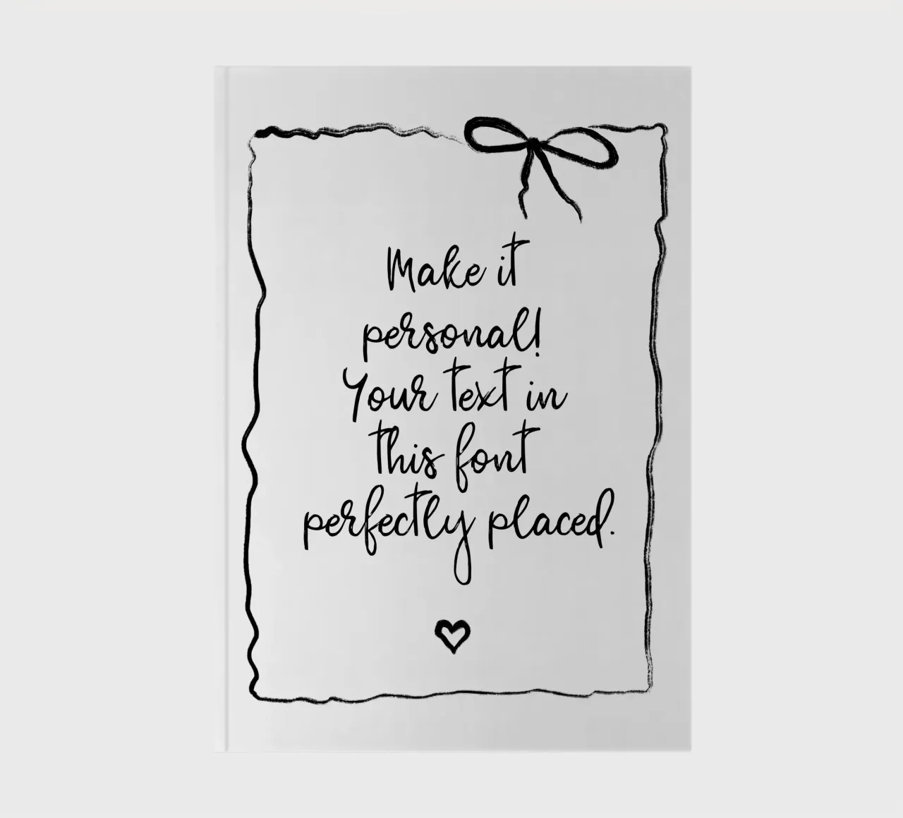 Custom text - black and white - with frame, bow and heart notebook by Petra Lang - Floral Art