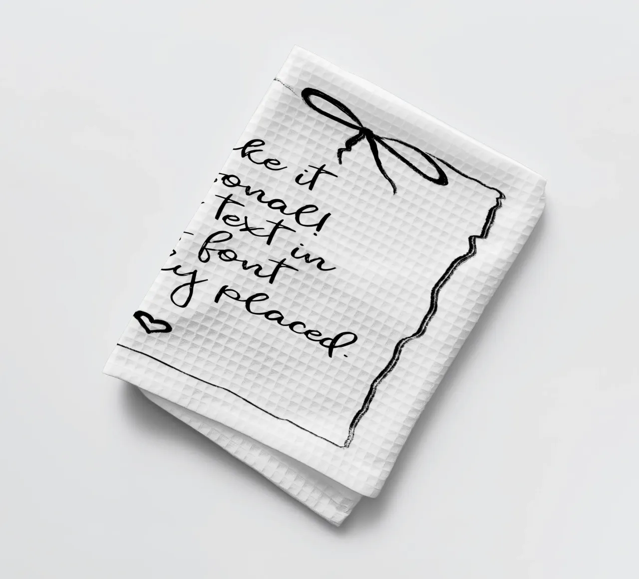 Custom text - black and white - with frame, bow and heart canovaccio da cucina da Petra Lang - Floral Art