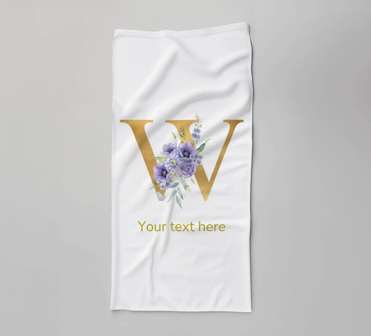 Letter W, Personalized Name Print, Personalized initial towel by The Custom Letter