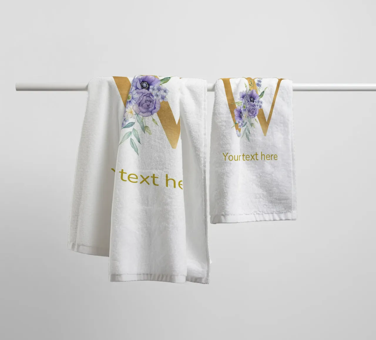 Letter W, Personalized Name Print, Personalized initial towel by The Custom Letter