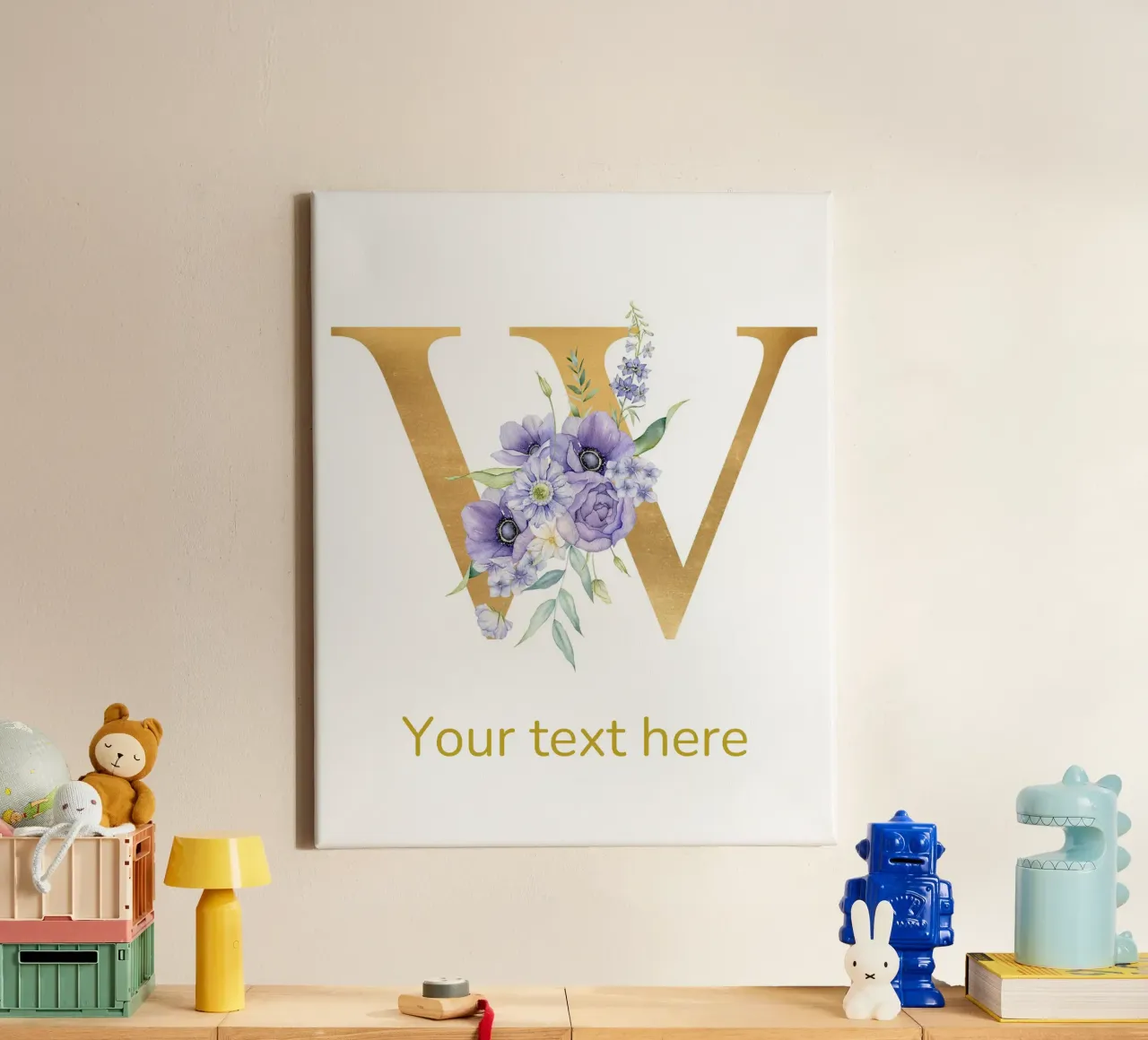 Letter W, Personalized Name Print, Personalized initial canvas by The Custom Letter