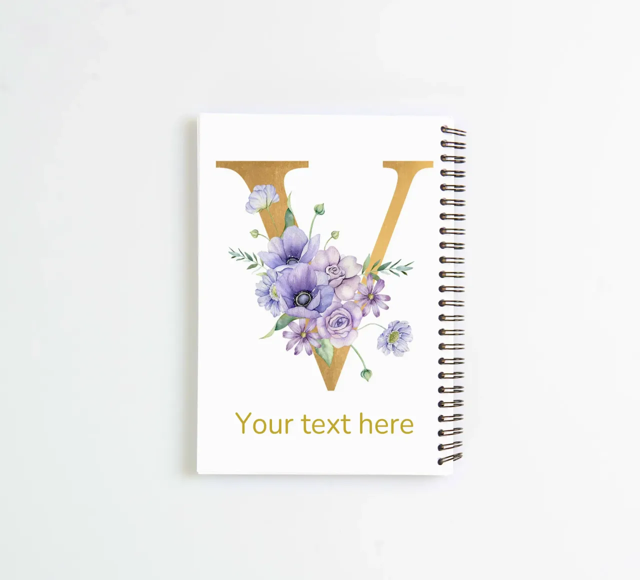 Letter V, Personalized Name Print, Personalized initial spiral notebook by The Custom Letter