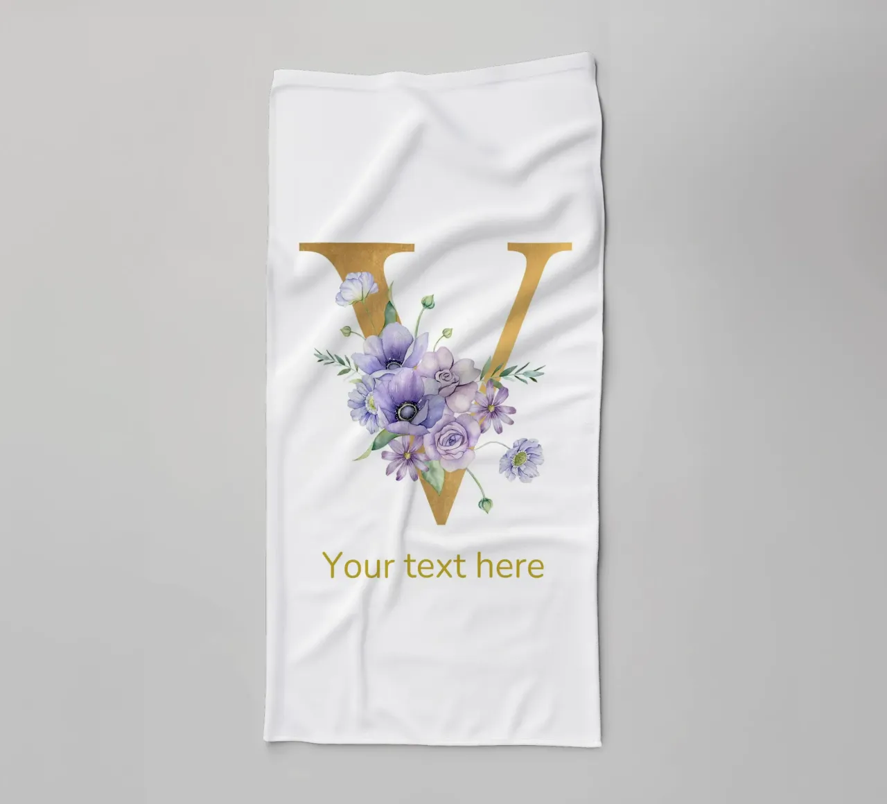 Letter V, Personalized Name Print, Personalized initial towel by The Custom Letter