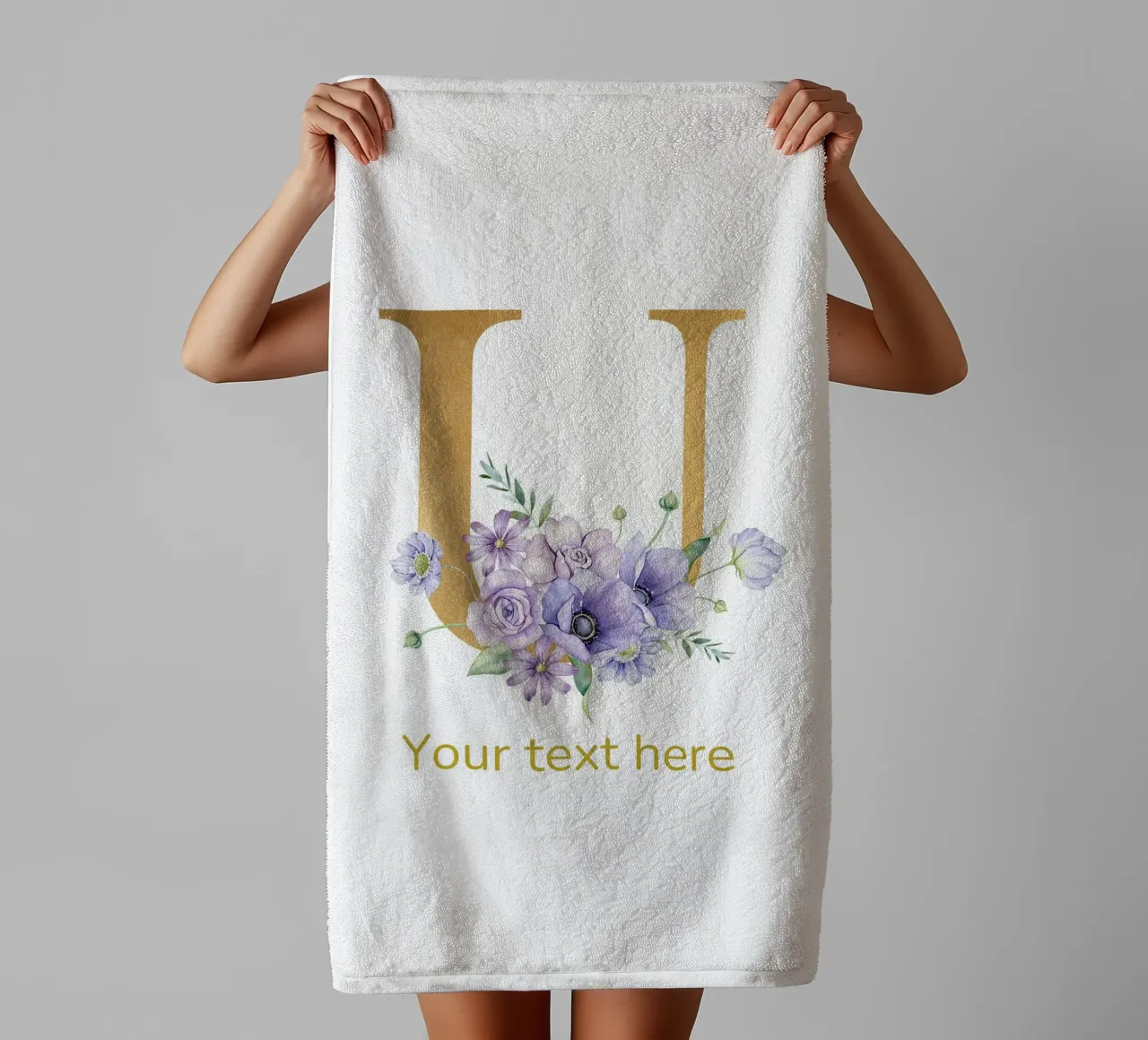 Letter U, Personalized Name Print, Personalized initial towel by The Custom Letter