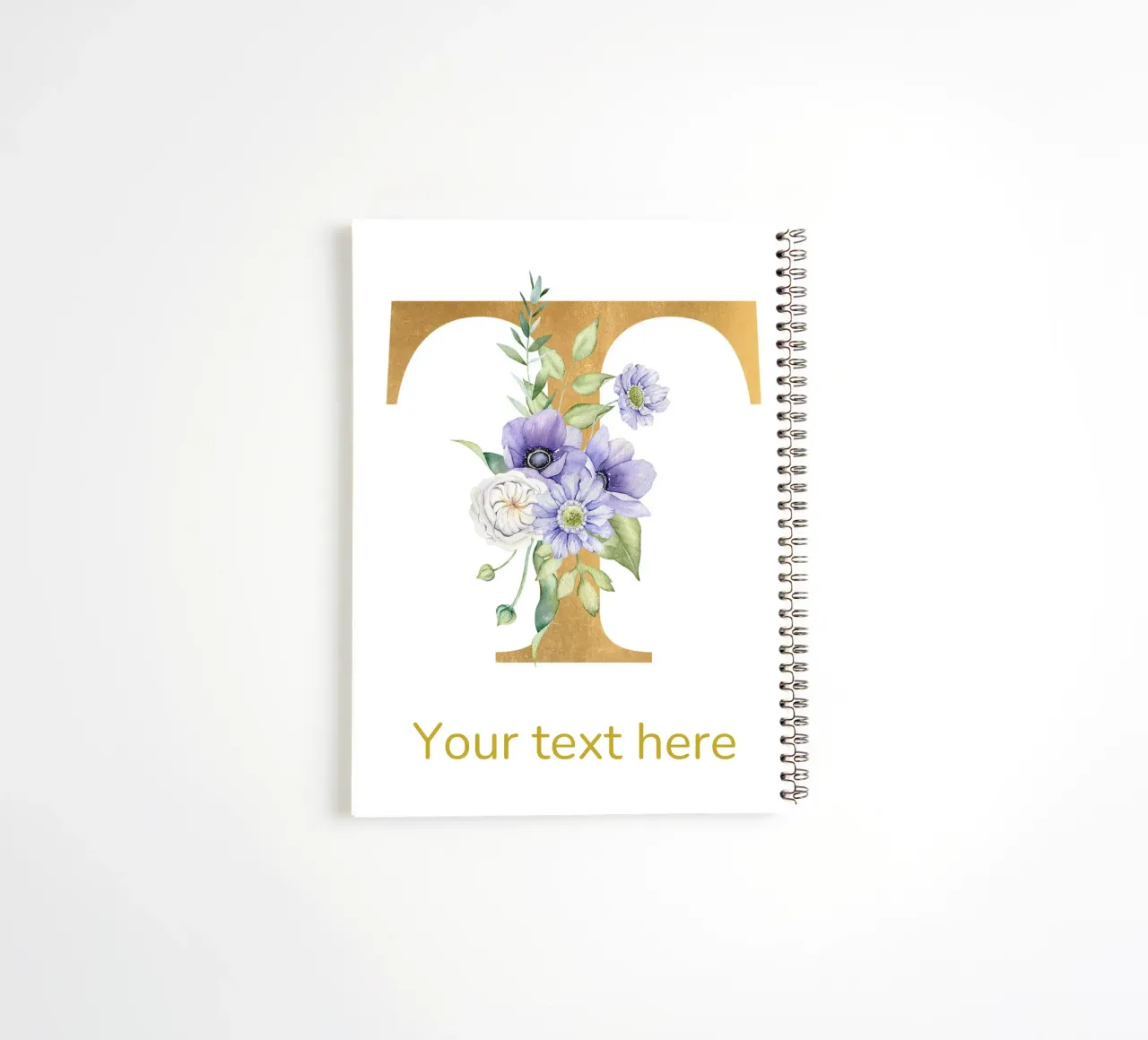 Letter T, Personalized Name Print, Personalized initial spiral notebook by The Custom Letter