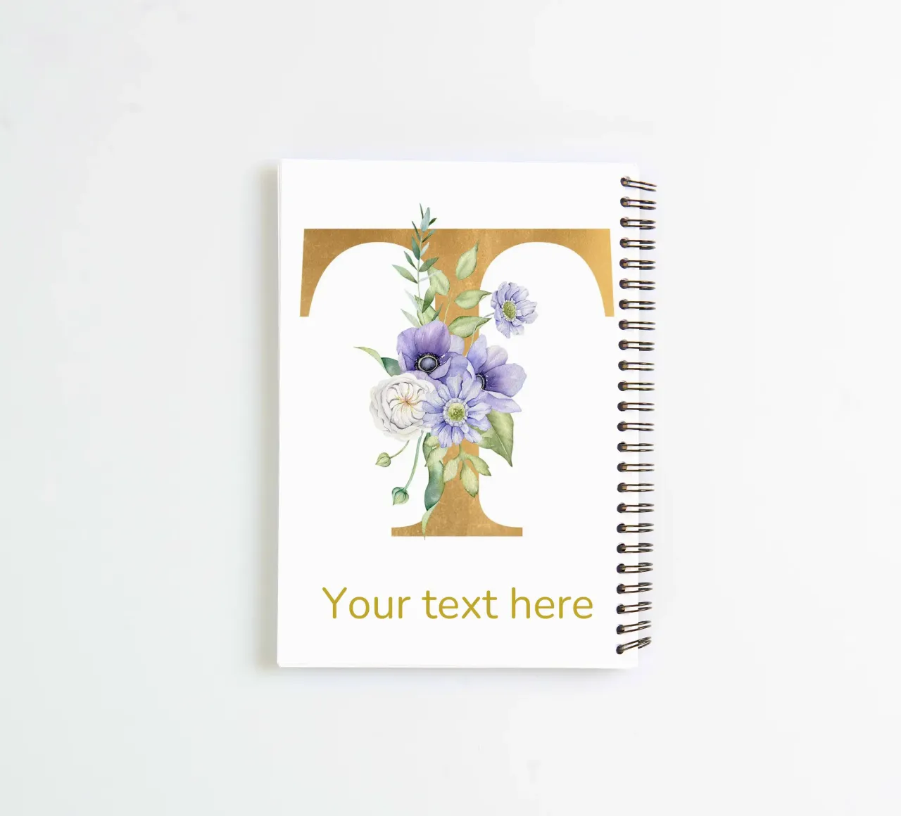 Letter T, Personalized Name Print, Personalized initial spiral notebook by The Custom Letter