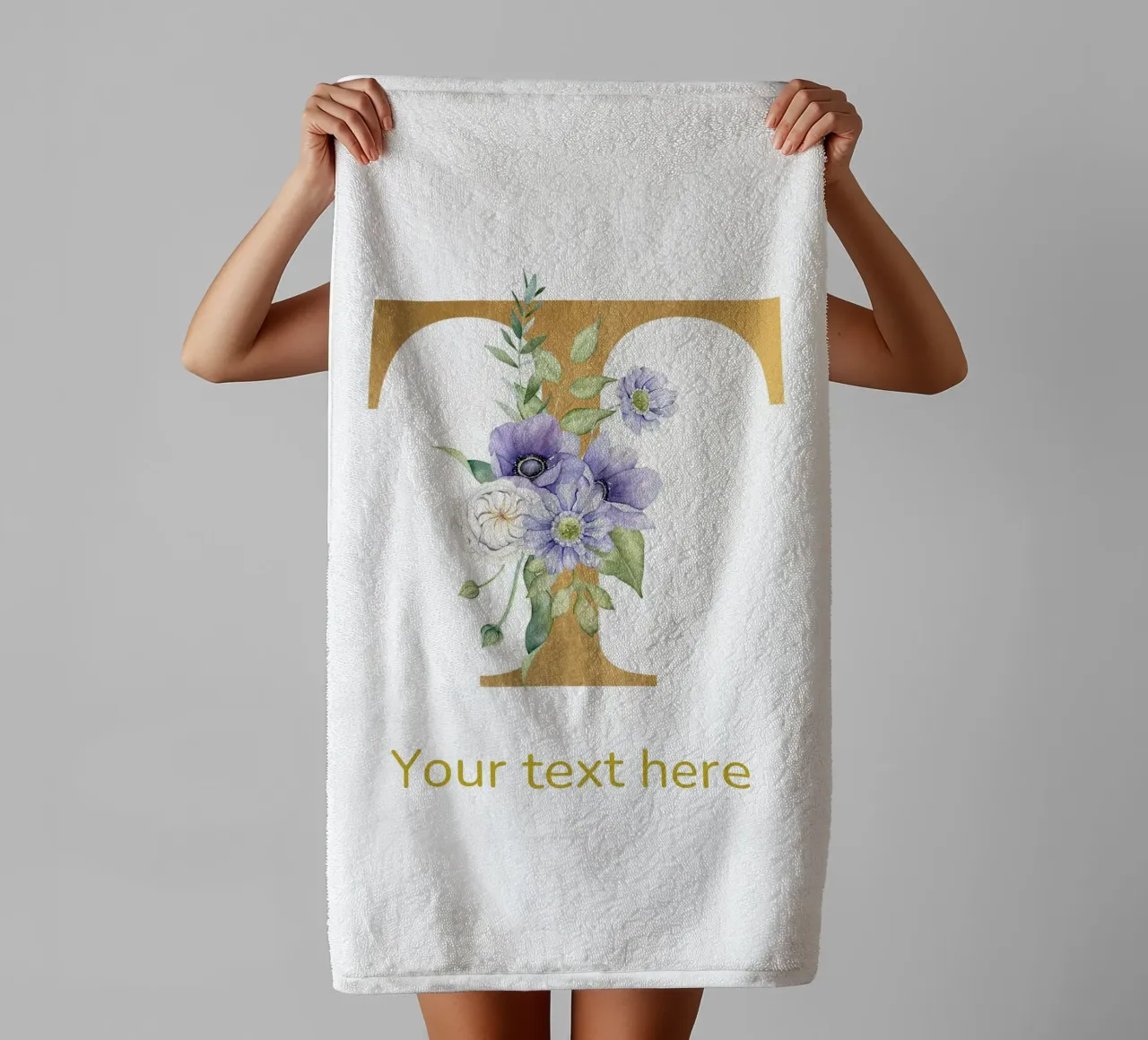 Letter T, Personalized Name Print, Personalized initial towel by The Custom Letter